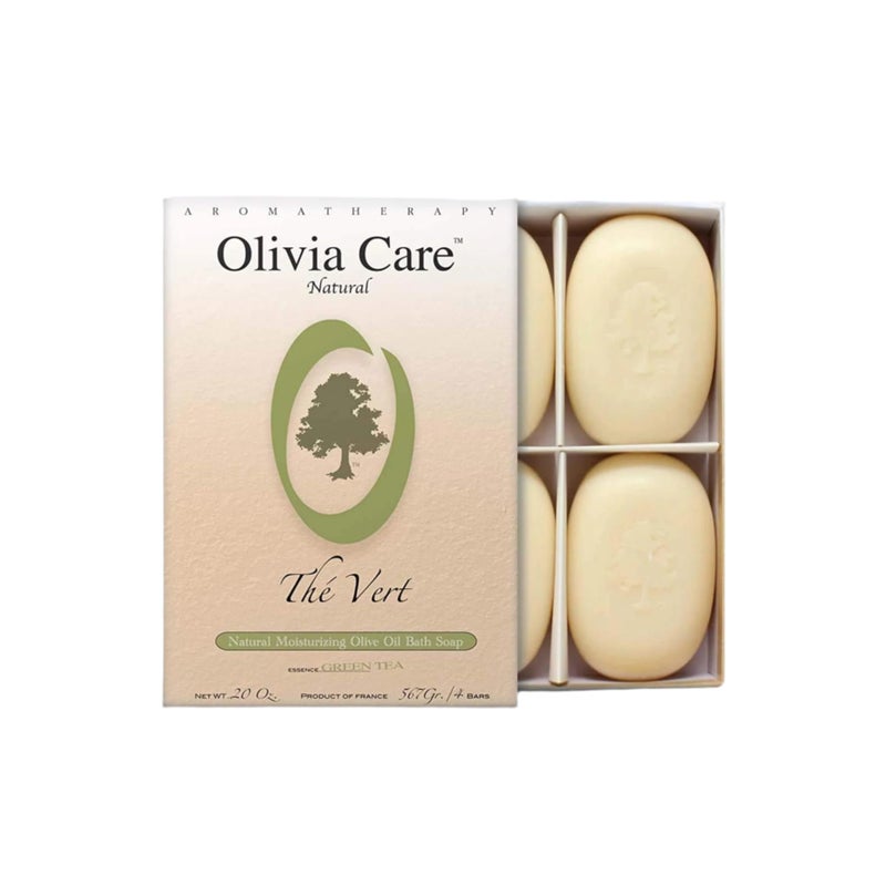 Olivia Care Bath & Body Bar Green Tea Soap 4 Pack Gift Box Organic, Vegan & Natural Contains Olive Oil Repairs, Hydrates, Moisturizes & Deep Cleans Good for Sensitive Dry Skin Made in USA 4 bars(Pack of 1) - Image 1